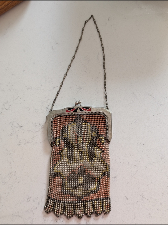 Whiting & Davis Handbags - Antique Whiting & Davis 1920s Art Deco Mesh Flapper Purse With Kisslock